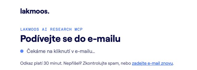 Stránka Podívejte se do e-mailu, čekáme na kliknutí